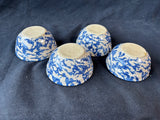 Handmade Blue & Cream Splatter Pottery Bowls – Lot of 4 *Read Description*