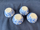 Handmade Blue & Cream Splatter Pottery Bowls – Lot of 4 *Read Description*