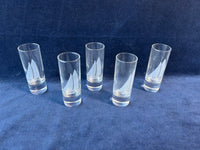 Set Of 5 Clear Crystal Cordial Shot Glasses Etched Sailboats Holmegaard Nautical