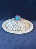 Dutch Wax Hand-Painted Ceramic Covered Butter Dish Stripes