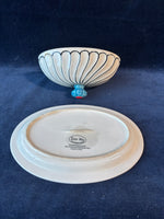 Dutch Wax Hand-Painted Ceramic Covered Butter Dish Stripes