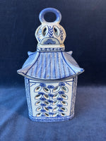 Chinoiserie Blue and White Mikasa Pagoda Candleholder Lantern
