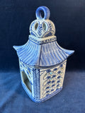 Chinoiserie Blue and White Mikasa Pagoda Candleholder Lantern