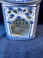 Chinoiserie Blue and White Mikasa Pagoda Candleholder Lantern