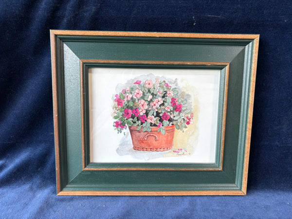 (A)Signed And Framed Flower Print By Peggy Abram’s