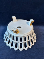 Old Porcelain Reticulated Footed Basket Bowl Claw Feet White Gold