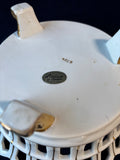 Old Porcelain Reticulated Footed Basket Bowl Claw Feet White Gold
