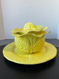 Secla Portugal P40B Lemon Yellow Cabbage Lidded Soup Tureen with Underplate