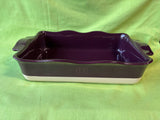 Emile Henry France Purple Casserole / Baking Dish Ruffled Edges