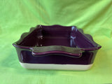 Emile Henry France Purple Casserole / Baking Dish Ruffled Edges