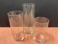 Trio Of Clear Glass Vine Etched Cylinder Vases