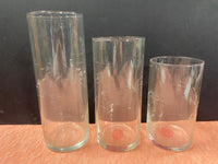 Trio Of Clear Glass Vine Etched Cylinder Vases