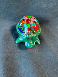 Mexican Pottery Handpainted Terracotta Green Figural Turtle Trinket Box*Read Description*