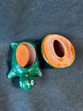 Mexican Pottery Handpainted Terracotta Green Figural Turtle Trinket Box*Read Description*