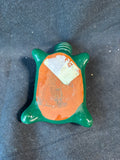 Mexican Pottery Handpainted Terracotta Green Figural Turtle Trinket Box*Read Description*