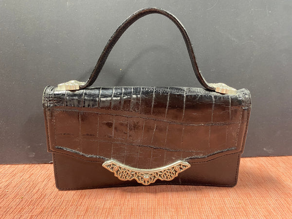 Vintage Brighton Black Leather Clutch Bag