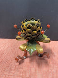 Vintage Christmas Pinecone With Bows Candle Holder