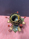 Vintage Christmas Pinecone With Bows Candle Holder