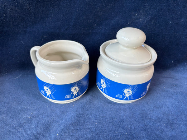 Morton's Salt Sugar Bowl and Creamer Pitcher When it Rains it Pours