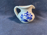 Williamsburg Pottery Salt Glaze Creamer Pitcher Cobalt Blue Flower