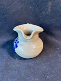 Williamsburg Pottery Salt Glaze Creamer Pitcher Cobalt Blue Flower