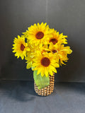 Wicker Basket W/ Yellow Sunflower Floral Arrangement