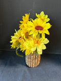 Wicker Basket W/ Yellow Sunflower Floral Arrangement