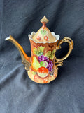 Lefton China Hand Painted Heritage Brown Gilded Coffee/ Tea Pot