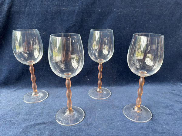 Set Of 4 Mikasa Sofia Frosted Stem Wine Goblets