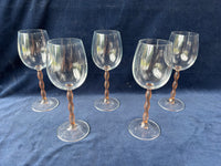 Set Of 5 Mikasa Sofia Frosted Stem Wine Goblets