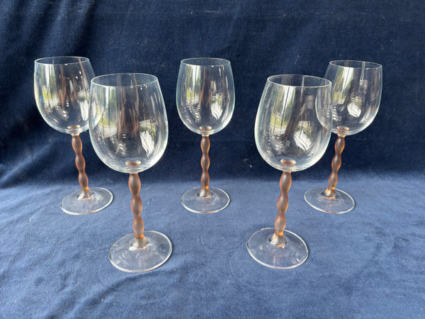 Set Of 5 Mikasa Sofia Frosted Stem Wine Goblets