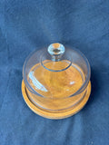Round Wood Serving Tray W/ Clear Glass Dome Lid Cloche