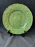 Set Of 4 Bordallo Pinheiro Green Turkey Lunch Plate Majolica Portugal