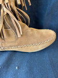 Makalu Moccasin Boots Size 8.5 M California Nalani Triple Fringe Leather Suede