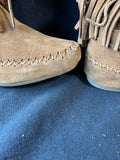 Makalu Moccasin Boots Size 8.5 M California Nalani Triple Fringe Leather Suede