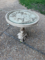 Asian Inspired Patio Side Table With Glass Top ** READ DESCRIPTION ***