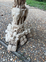 Asian Inspired Patio Side Table With Glass Top ** READ DESCRIPTION ***