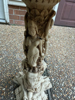 Asian Inspired Patio Side Table With Glass Top ** READ DESCRIPTION ***