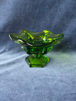 Green Glass Pedestal Dish