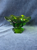 Green Glass Pedestal Dish
