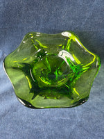 Green Glass Pedestal Dish