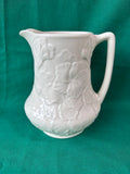 Porcelain Pitcher French Country Embossed Fuchsia Leaf I. Godinger & Co