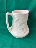 Porcelain Pitcher French Country Embossed Fuchsia Leaf I. Godinger & Co