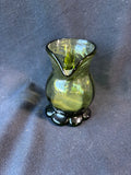 Green Hand Blown Swirl Glass Footed Mini Pitcher