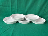 Set Of 5 White Fluted Oval Creme Brulee Tart Dishes