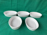 Set Of 5 White Fluted Oval Creme Brulee Tart Dishes