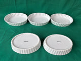 Set Of 5 White Fluted Oval Creme Brulee Tart Dishes