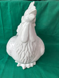 Glossy White Ceramic Rooster Figurine
