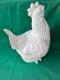 Glossy White Ceramic Rooster Figurine