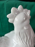 Glossy White Ceramic Rooster Figurine